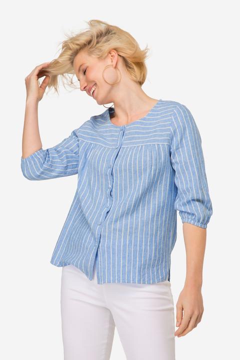 Immagine prodotto Laurasøn Bluse, Leinenmix, Streifen, Rundhals, 3/4-Ärmel (S)
