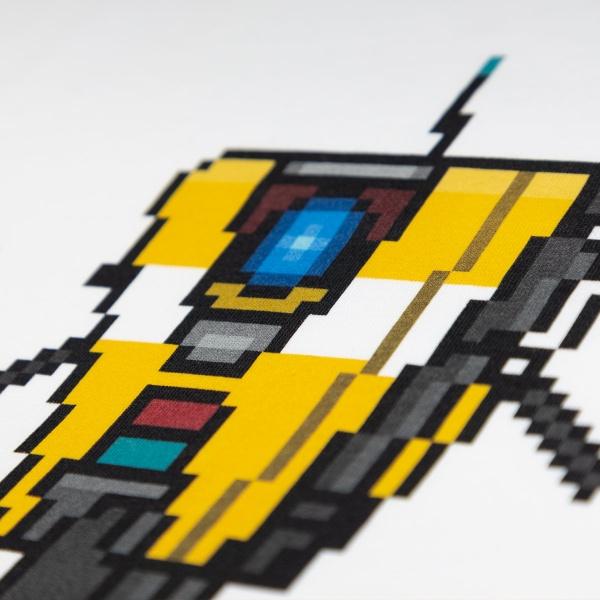 Produktbild DEVplus Borderlands Raglan T-Shirt ""Claptrap Pixel Art"" White/Black (S)