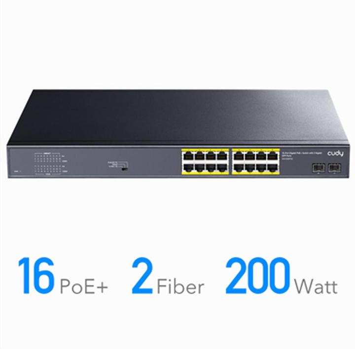 Actual product image Cudy GS1020PS2 network switch Gigabit Ethernet (10/100/1000) Power over Ethernet (PoE) Black (18 Ports)