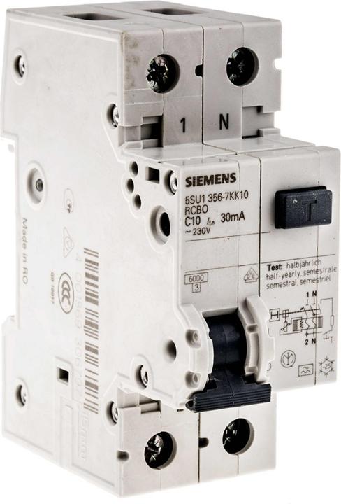 Actual product image Siemens RCBO 1P+N Pole Type A 30mA 6kA C 10A