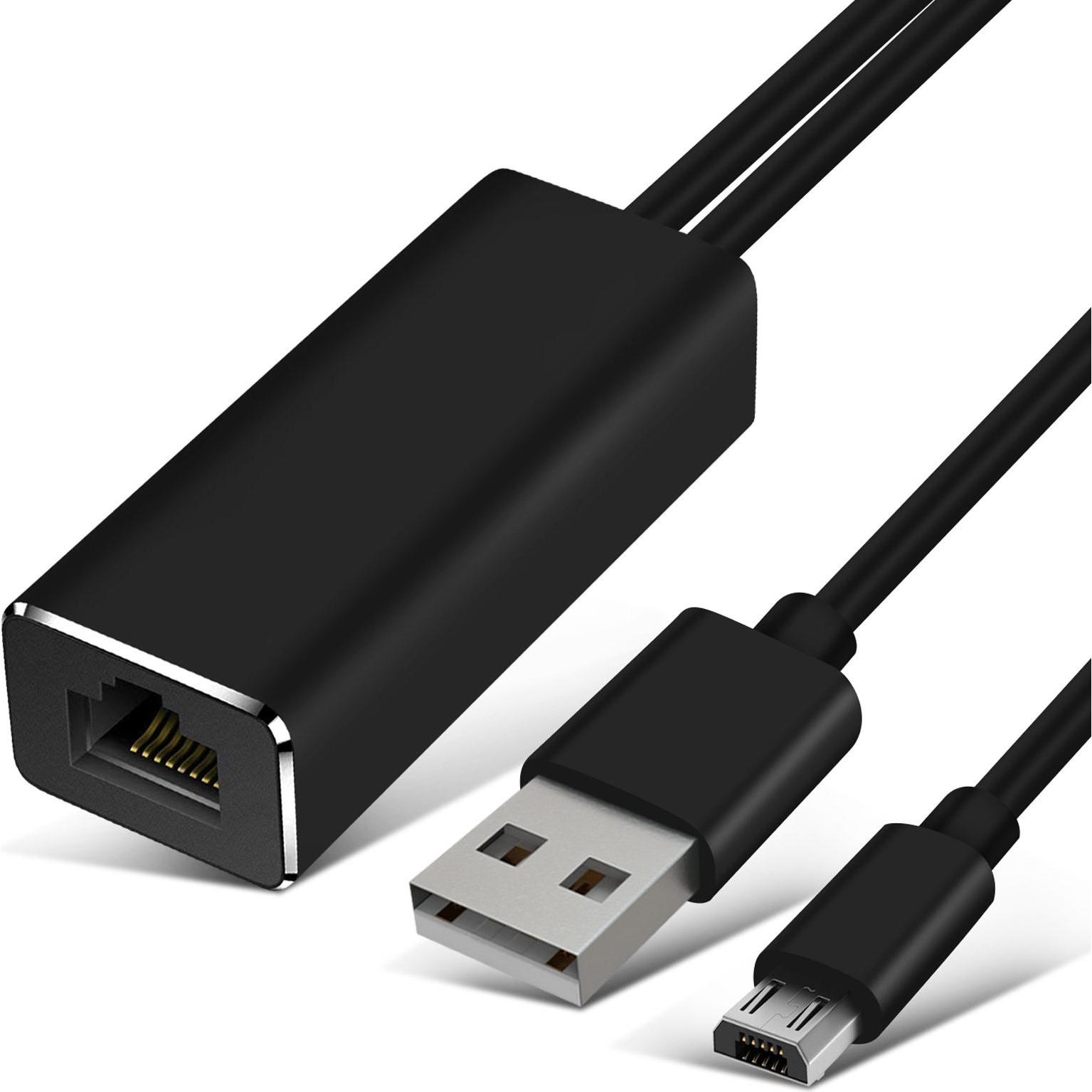 Avizar Micro USB / RJ45 Universal Ethernet Adapter 100Mbps, Netzwerkadapter, Schwarz