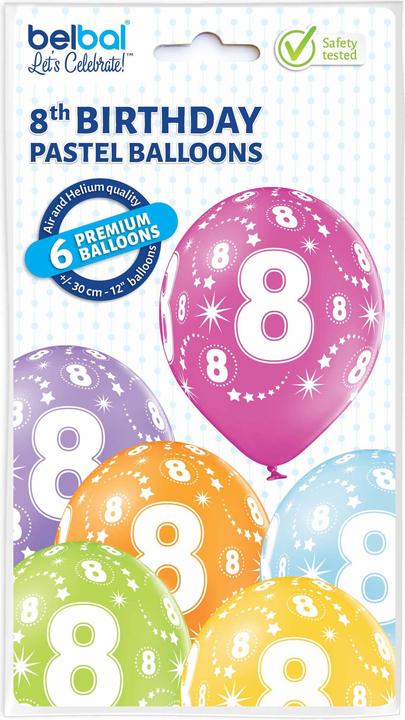 Actual product image Amscan Balloons assorted, 6 pieces, number 8 (6x)