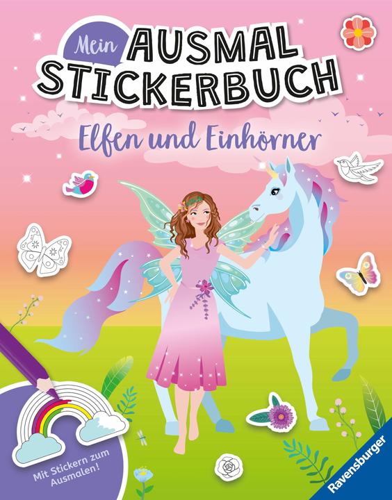 Ravensburger Mein Ausmalstickerbuch - Elfen und Einhörner