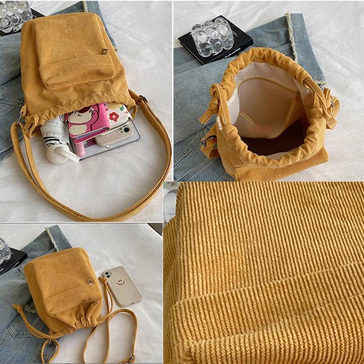 Actual product image Only-Bags.Store Corduroy shopping bag with drawstring, shoulder bag, hobo bag, casual handbags, large