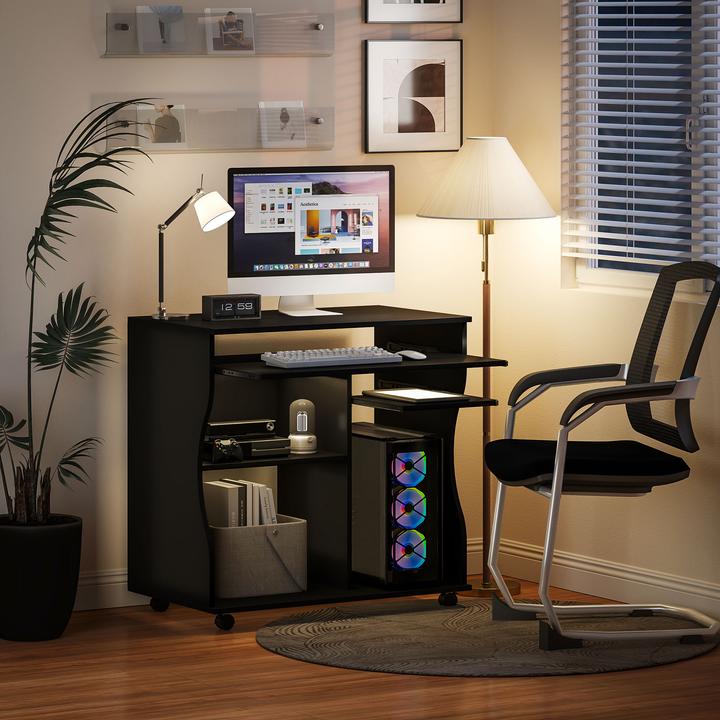 Produktbild Homcom Computertisch Spanplatte, Kunststoff Schwarz (48 x 80 x 75 cm)