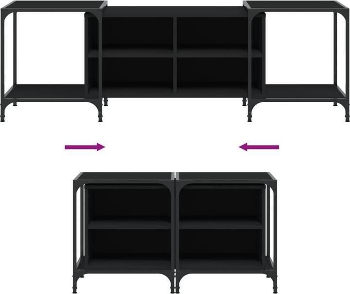 Image du produit vidaXL Meuble TV Noir 153x37x50 cm Bois composite,Couleur