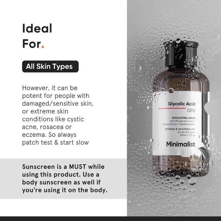 Actual product image Minimalist Glycolic Acid 08% (Cleansing scrub, 150 ml)