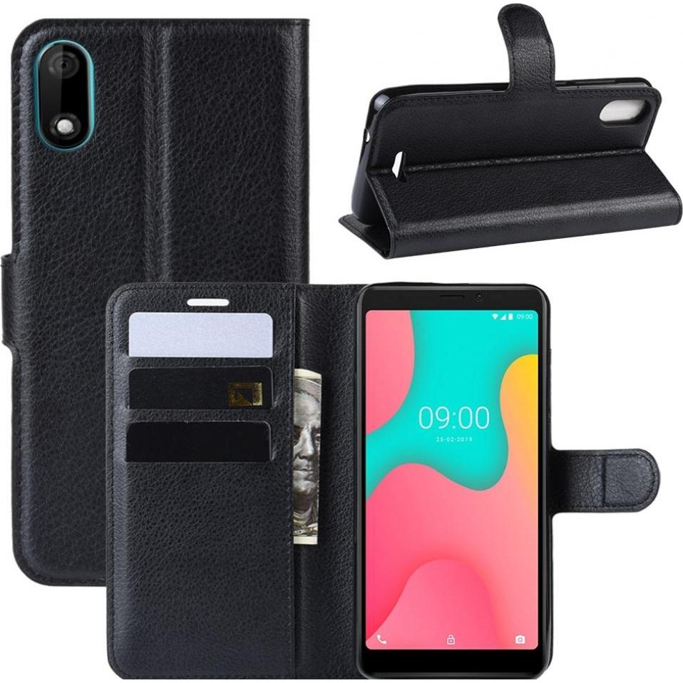 Screenguard Wiko Y60 Leather Guard Lederhülle (Wiko Y60), Smartphone Hülle, Schwarz