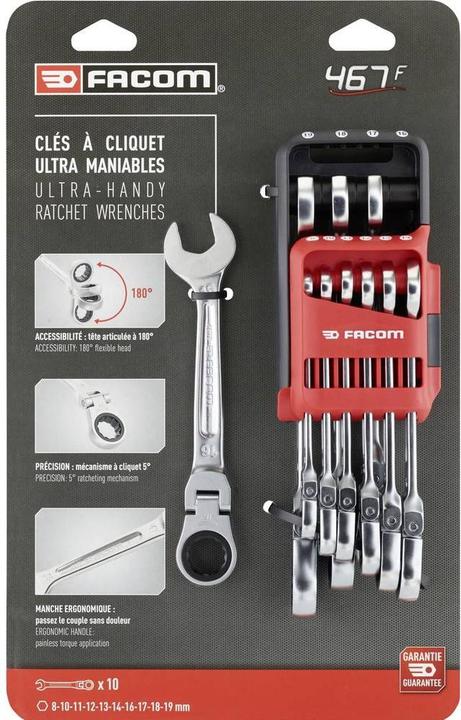 Actual product image Facom Ratchet Ring Spanner Set (10 mm, 11 mm, 8 mm)