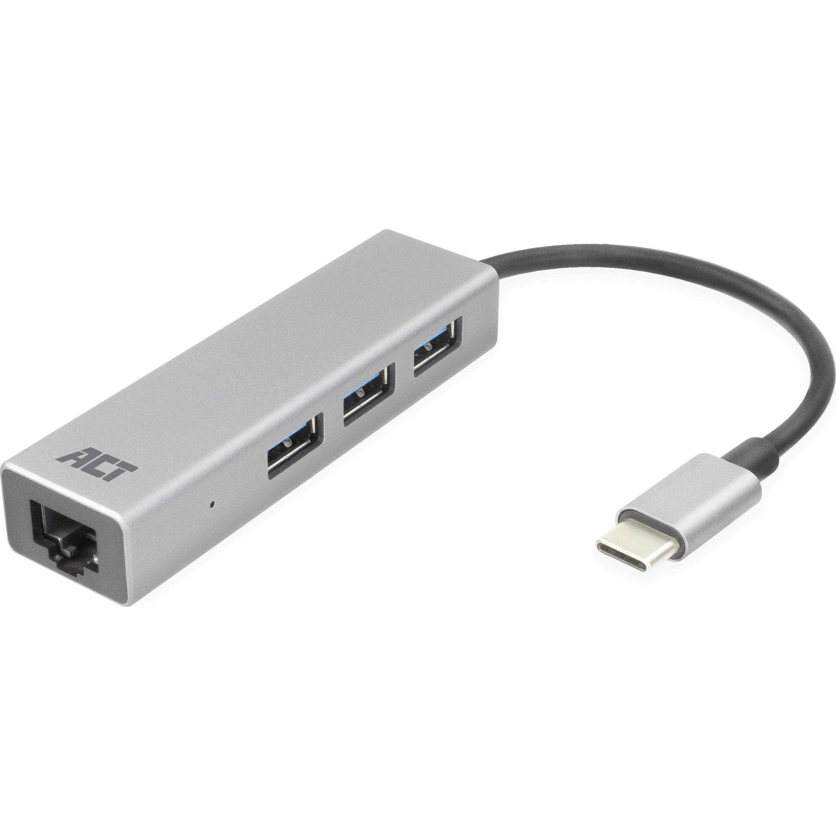ACT AC7055 (USB-C, 3 Ports), Dockingstation + USB Hub, Grau