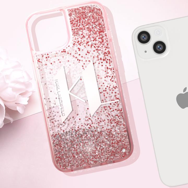 Produktbild Karl Lagerfeld Hard Cover Liquid Glitter Big Karl Logo Pink, f??r Apple iPhone 14 Plus, KLHCP14MLBKL (Apple iPhone 14 Plus)