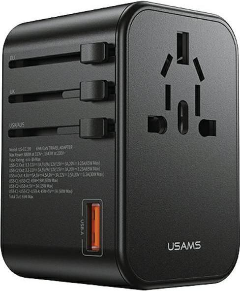Produktbild Usams US-CC199 T62 65W Dual Type-C+USB Universal Travel Charger (US/AU/UK/EU)