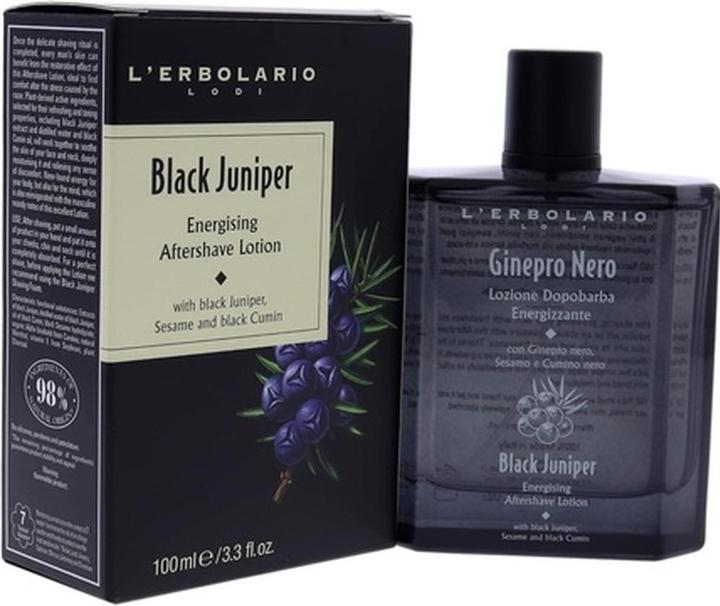 Actual product image L'erbolario Black Juniper Energizing Aftershave Lotion 3.3oz (Aftershave Lotion, 100 ml)