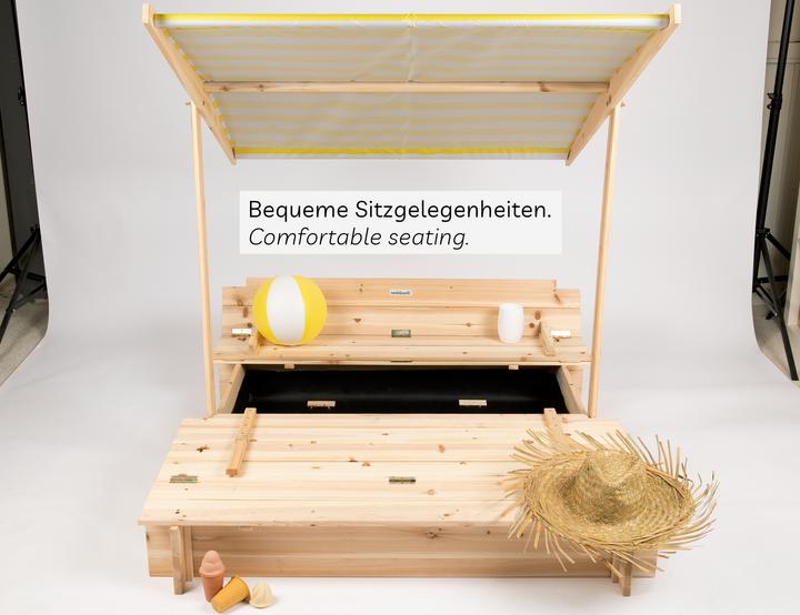 Image du produit Needs&Wants Sandkasten "Sunplaya3" mit Dach und Sitzbänken, Tanne