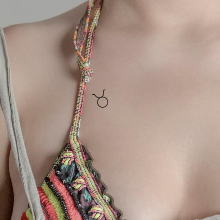 Actual product image minink Temporary tattoo - zodiac sign Taurus minimalist