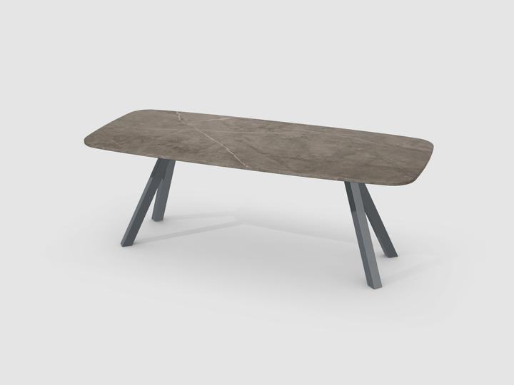 Actual product image Hans Eisenring Kyra boat-shaped dining table, anthracite frame (210 x 90 x 72 cm)
