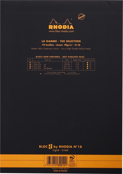 Immagine prodotto Rhodia Blocchi pinzati 90g Basi (A4, Righe, Copertina rigida)