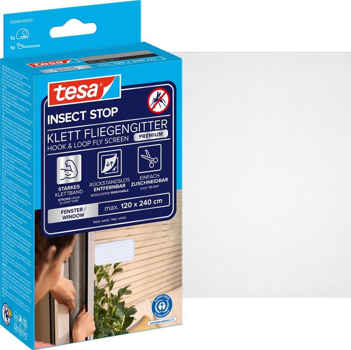 Actual product image tesa Insect screen COMFORT for windows, with Velcro tape, self-adhesive, without drilling (120 x 240 cm)