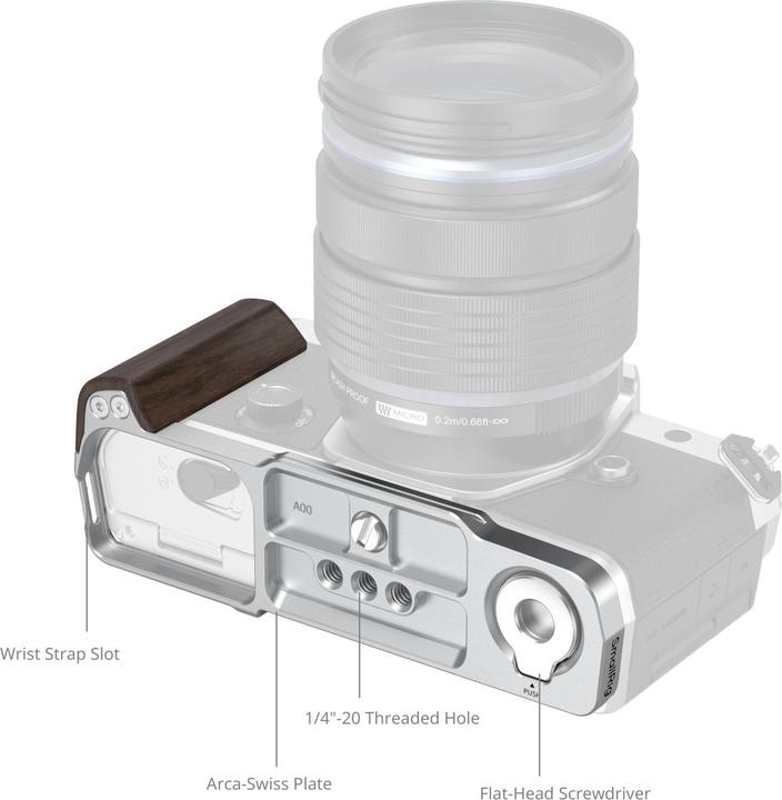 Produktbild SmallRig 5563 L-Shaped Mount Plate with Wooden Handle for OM SYSTEM OM-3