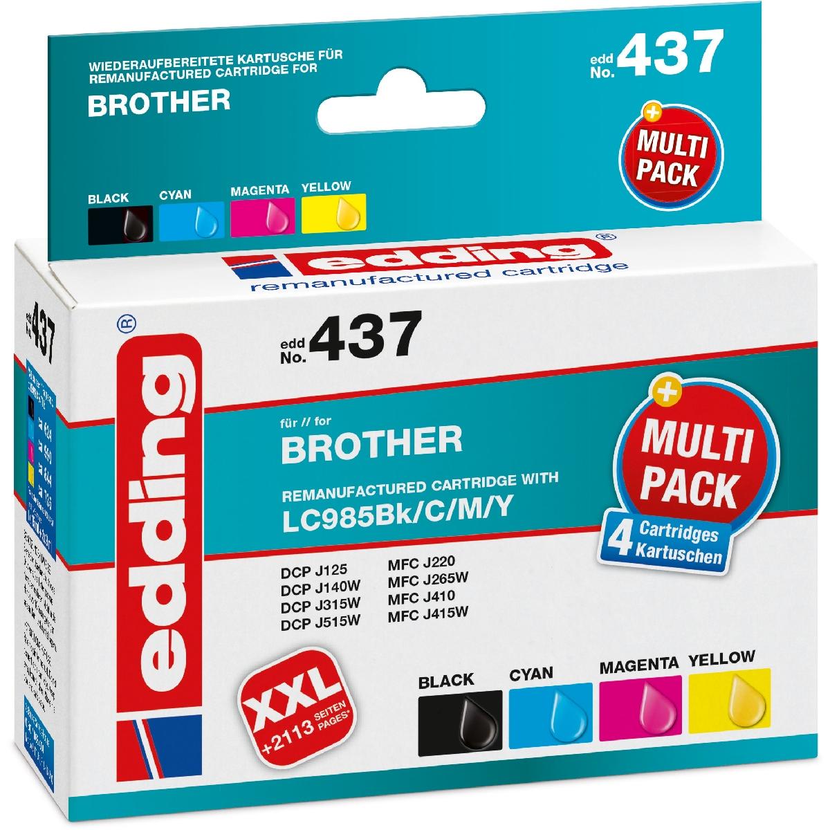 Edding, Druckerpatrone, Ti.Er.Broth.LC985BKCMY (M, C, BK, Y)