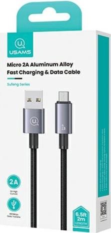 Produktbild Usams Kabel USB na Micro-USB 2A 2m Fast Charging stalowy/tarnish SJ670USB01 (US-SJ670) (2 m, USB 2.0)