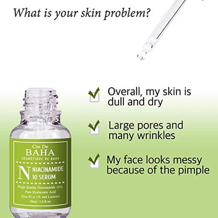 Actual product image Cos de Baha Niacinamide 10% Serum 30ml - Tightens Pores and Reduces Wrinkles (30 ml)