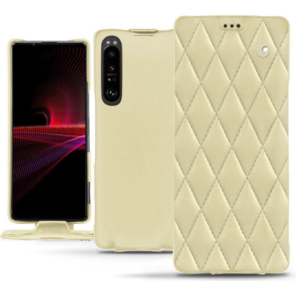 Noreve Lederschutzhülle vertikal (Sony Xperia 1 III), Smartphone Hülle, Beige