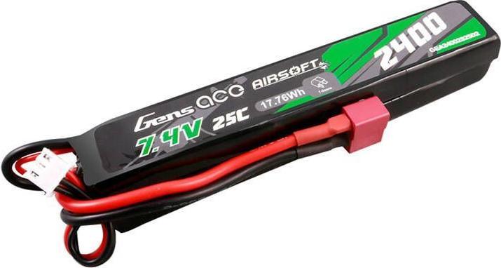 Image du produit Gens Ace 25C 2400mAh 2S2P 7.4V Saddle Airsoft Gun Lipo Battery with Mini Deans(T) Plug (7.40 V, 2400 mAh)