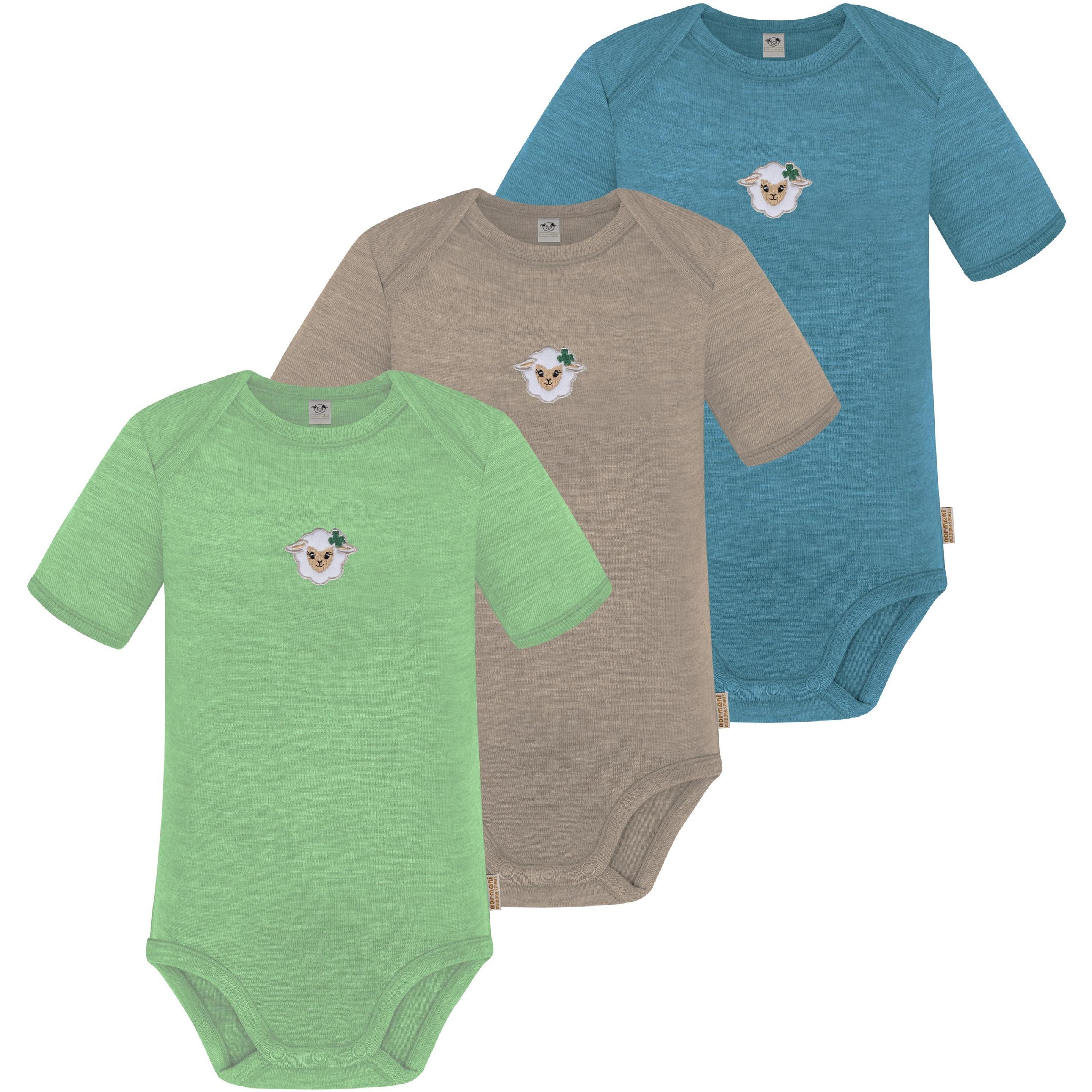 Thumbnail - Normani, Herren, Body, 3er Set Baby Merino Body Kurzarm „Tauranga" - 9295, Blau, (86)