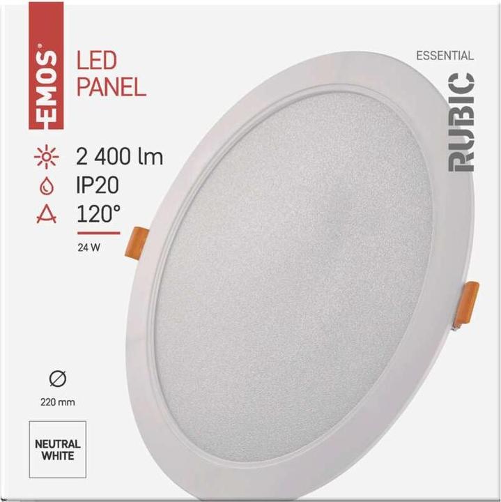 Produktbild Emos LED-Einbauleuchte RUBIC, rund, weiss, 24W, neutralweiss (2400 lm)