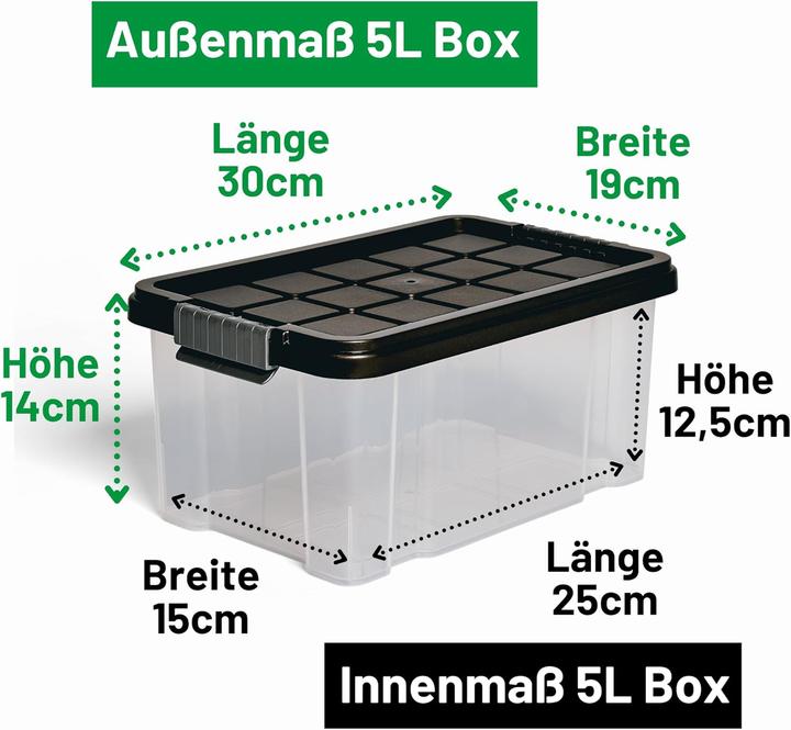 Image du produit Novaliv 12x Aufbewahrungsboxen mit Deckel 5L Anthrazit Nestbar stapelbare Storage boxes mit Clipvers (19 cm, 5 l, 12x)