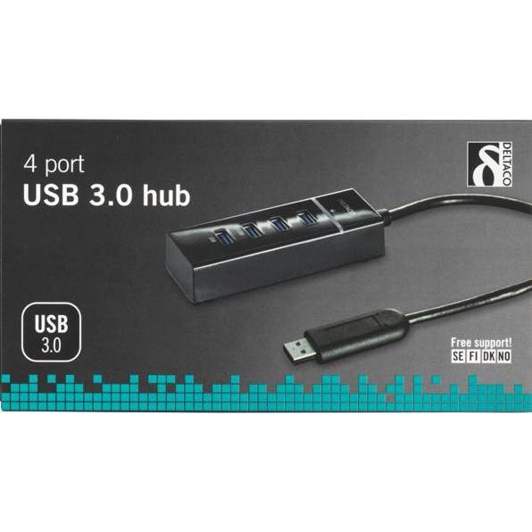Thumbnail - Deltaco UH-475 interface hub USB 3.2 Gen 1 (3.1 Gen 1) Type-A Black (USB-C, 4 Ports), Dockingstation + USB Hub, Schwarz