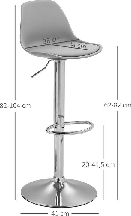 Produktbild Homcom Barhocker Kunstleder Grau