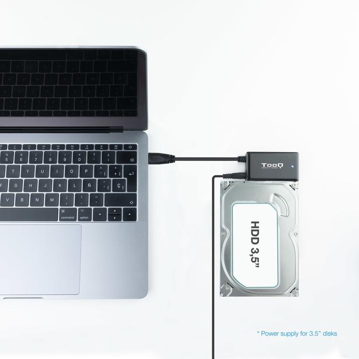 Actual product image Tooq Technology ADAPTADOR USB 3.0 USB-A SATA DISCOS DUROS 2.5" y 3.5" CON ALIMENTADOR (2.5", 3.5")