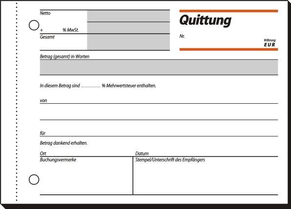 Produktbild Sigel Formularbuch "Quittung", einfaches Satzbild, A6 quer (50 x)