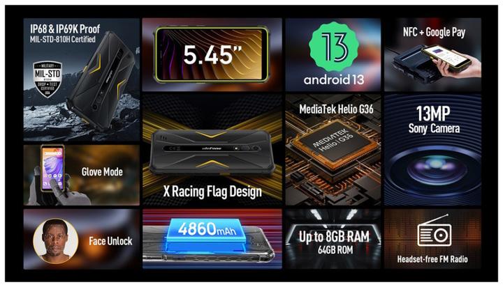 Actual product image Ulefone Armor X12 Pro (64 GB, All Black, 5.45", Dual SIM, 4G)