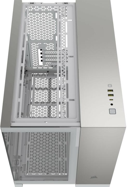 Actual product image Corsair 2500X (white/aluminium, tempered glass x 2) (Mini-ITX, mATX)