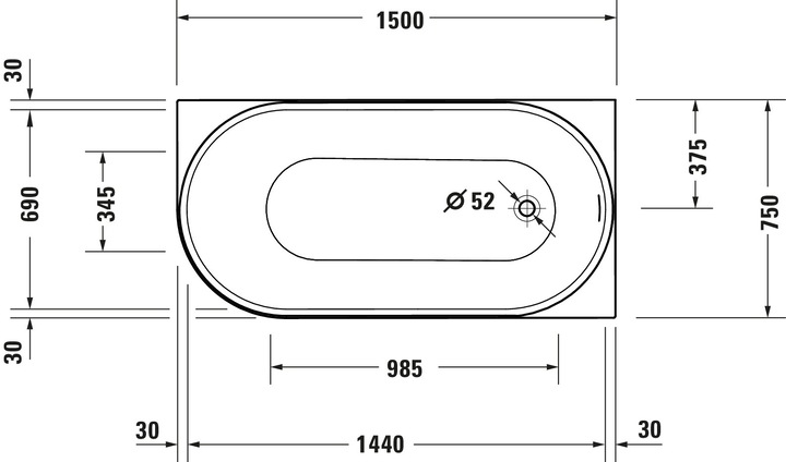 Immagine prodotto Duravit Vasca da bagno DuraSenja (215 l, 150 cm, 75 cm)