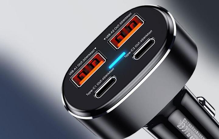Actual product image Remax Car charger 2x USB, 2x USB-C RCC329, 75W (black)