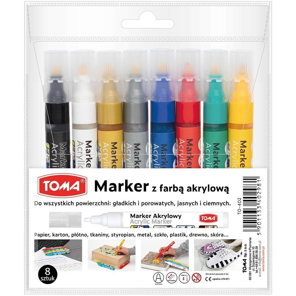 TOM, Evidenziatori, Acrylmarker, runde Spitze 2,5 mm, 8 Farben