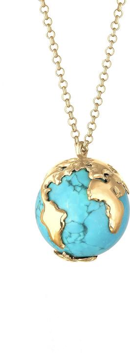 Immagine prodotto Elli Collana pisello Collana globo globo syn. howlite argento 925 (Argento 925, Turchese sintetico, 70 cm)