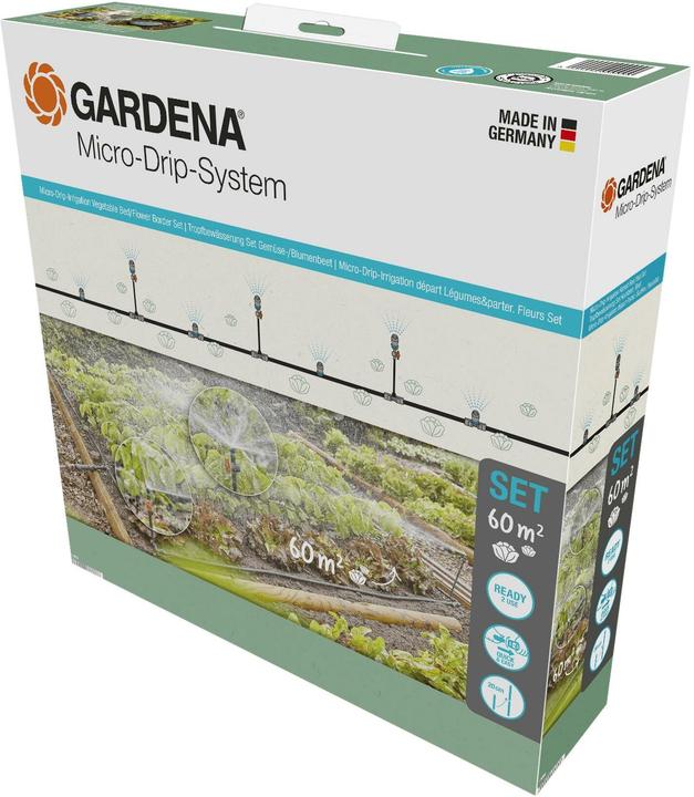 Image du produit Gardena Kit Micro-Drip Système pour potager/jardin de fleurs (Kit d'irrigation goutte à goutte)