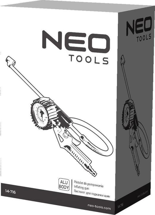 Neo Inflatable gun with pressure gauge Ø 63 mm, long end