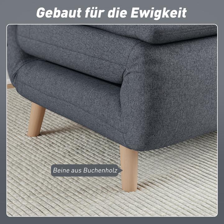Actual product image Homcom Schlafsessel Polyester, Buchenholz Grau