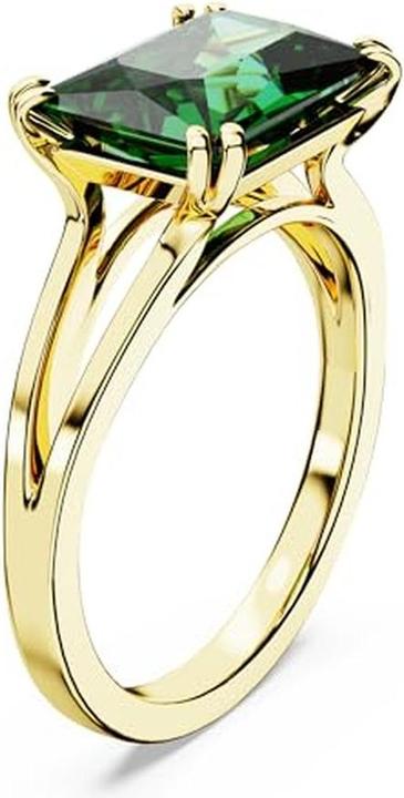 Actual product image Swarovski Matrix Cocktail Ring Rectangle Cut Green Gold (55)