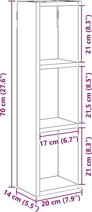 Produktbild vidaXL Badezimmerschrank (20 x 14 x 70 cm)