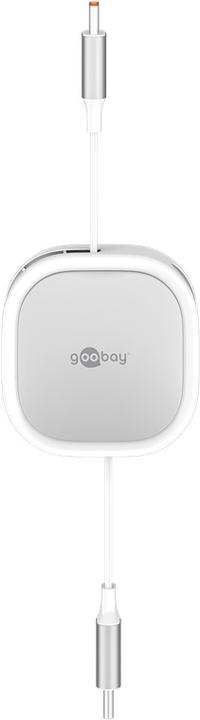 Produktbild Goobay Selbstaufrollendes USB-C-Kabel, 1 m, weisssilber (1 m, USB 2.0, 15 W)