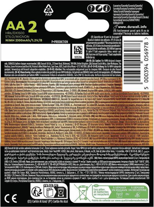 Productafbeelding Duracell Recharge Ultra (2 Pcs., AA / LR6 / Mignon / R6 / R14505, 2500 mAh)