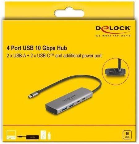 Actual product image Delock USB 10 Gbps 2 port USB Type-A + 2 port USB Type-C hub (USB-C, 4 ports)