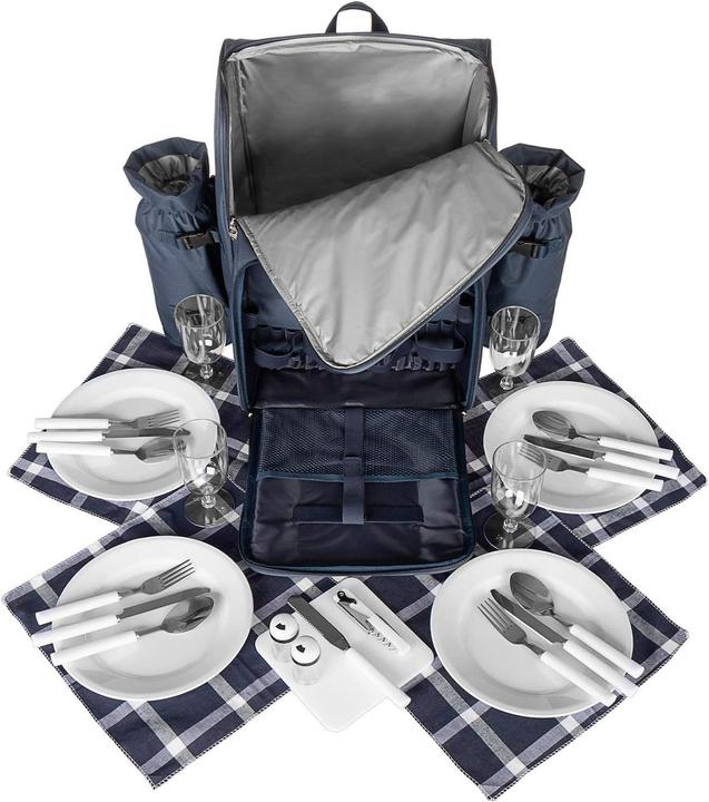 Anndora Picnic Backpack, Navy Blue White